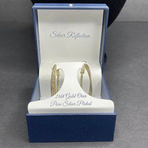 Silver Reflections Gold Hoop Earrings